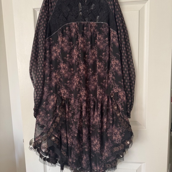 Free People Sheer Floral Boho Mini Dress with Lace Detail - Picture 5 of 7